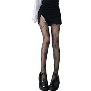 Sexy Black Mesh Pantyhose with Hearts Stockings